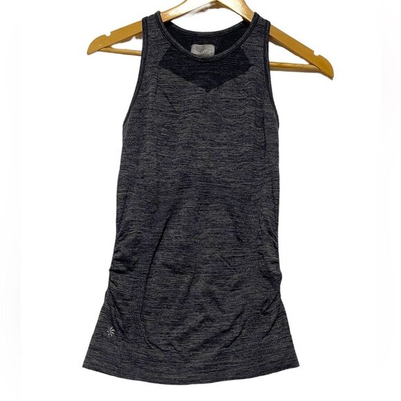 Athleta Size Small Finish Fast Gray Racerback Ruched Sides Tank - Picture 2 of 8